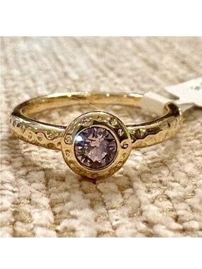 Purple Alexandrite Ring, Gold Bezel Cut, June Birthstone, Size 7